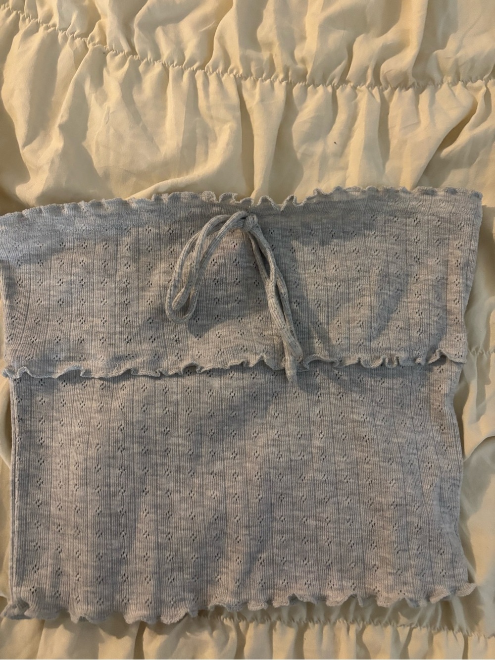 Edikted Light Grey Knit Tube Top with Drawstring